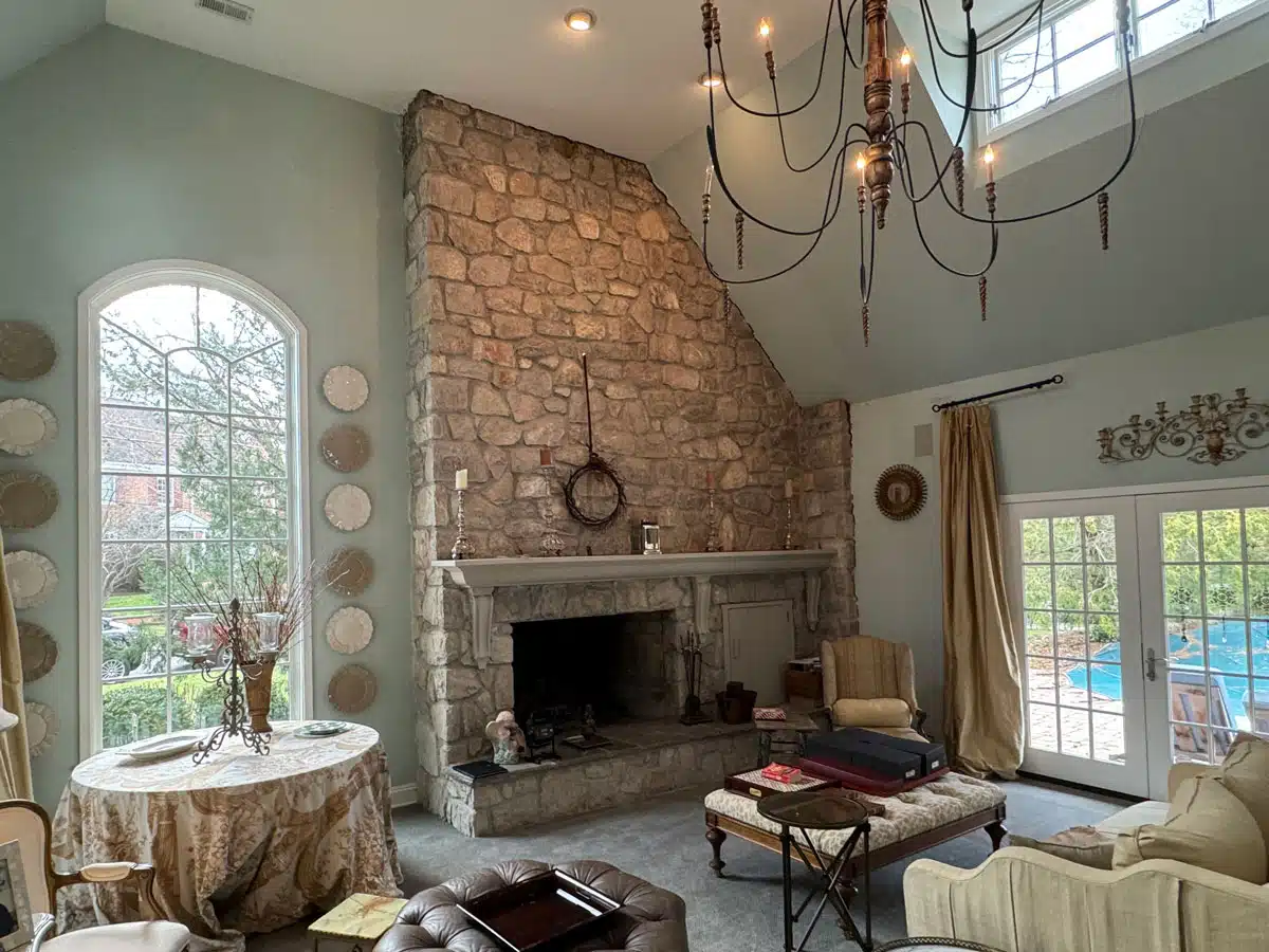 Living Room Fireplace needing repairs due to structural chimney failure