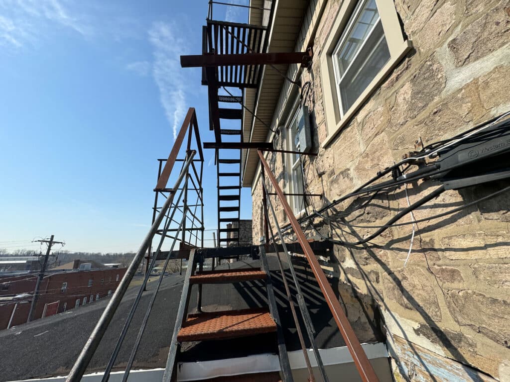 Fire escape on side of building