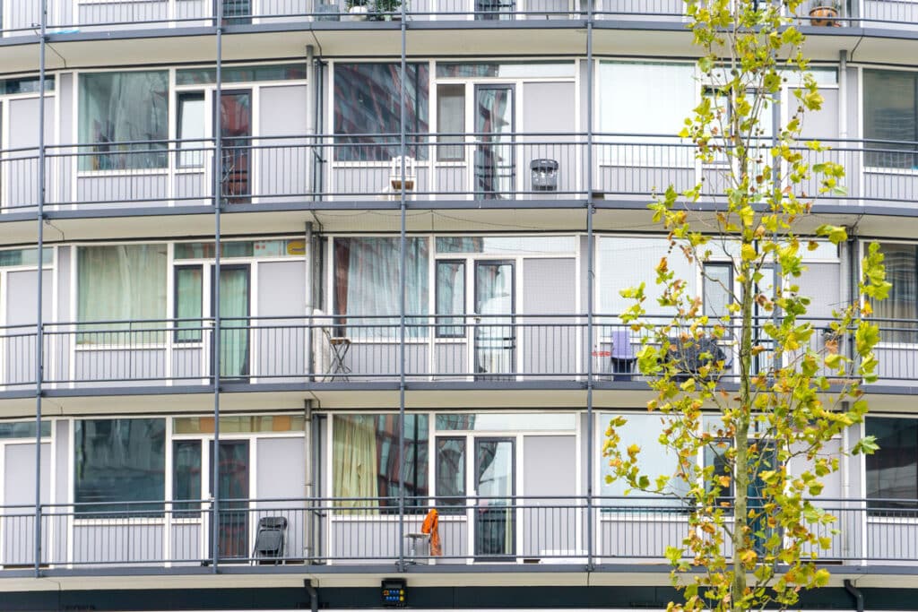 Apartment complex with balconies