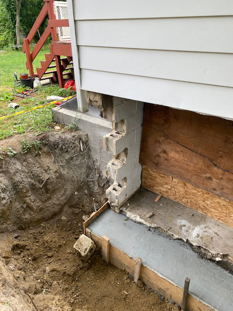 Old foundation and missing foundation due to damage.